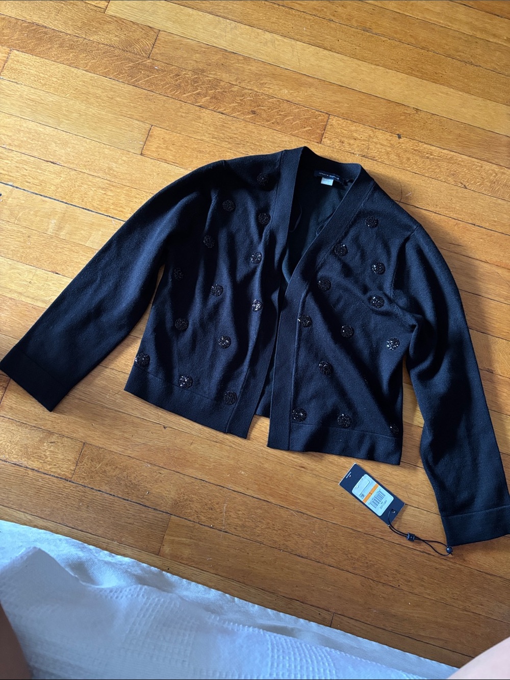 Black Women's Embellished Open Cardigan Jacket
